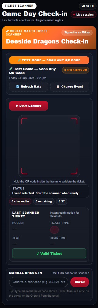 Ticket Forge QR ticket scanner