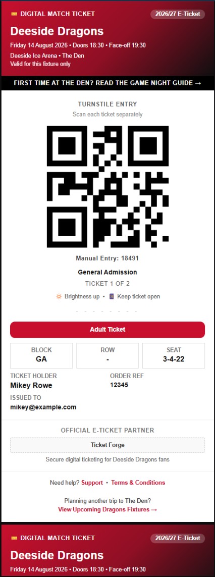 Ticket Forge digital ticket view