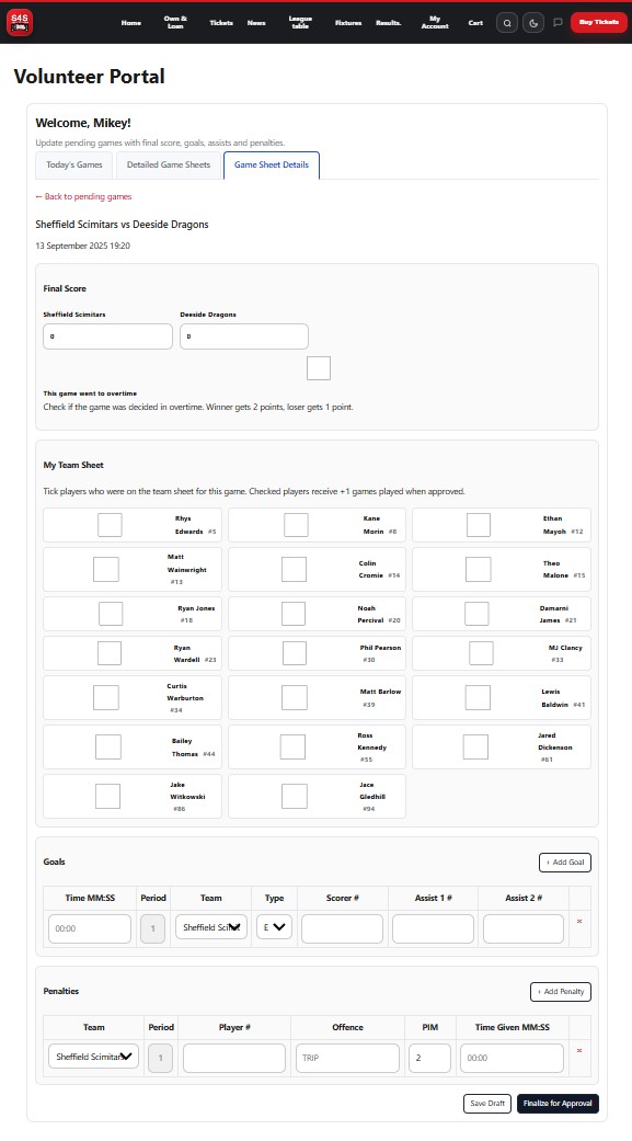 Club Forge Pro volunteer portal screenshot