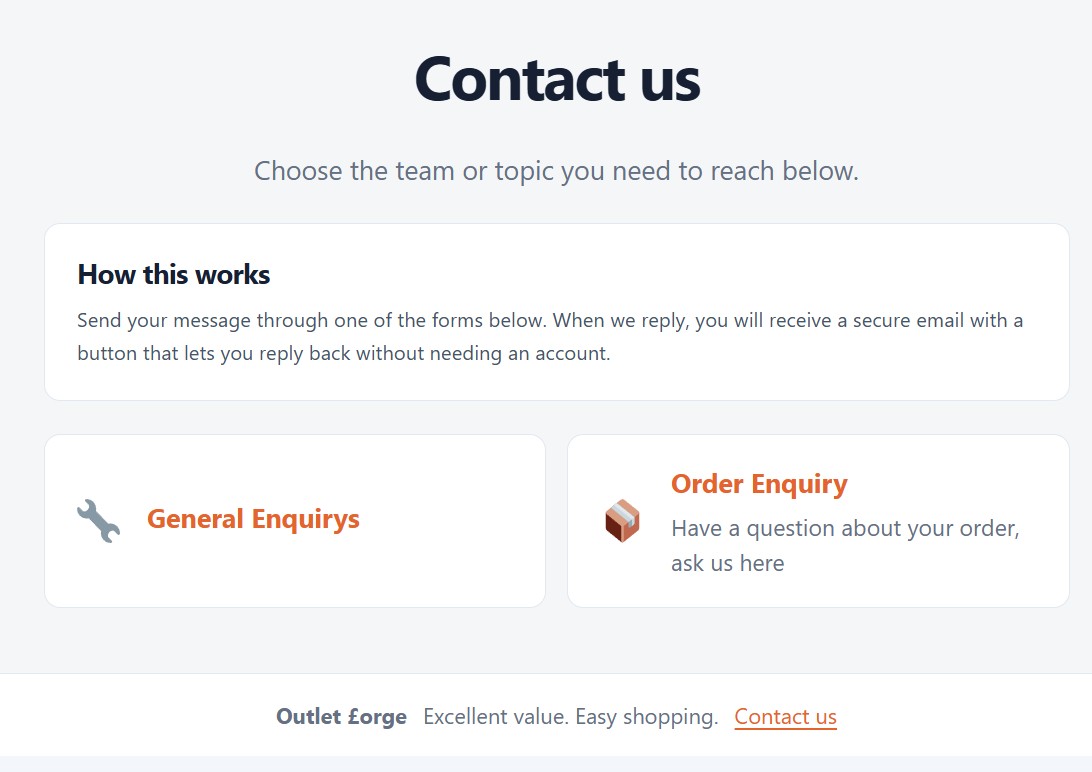 Contact form selection screen in Dragon Mail Forge